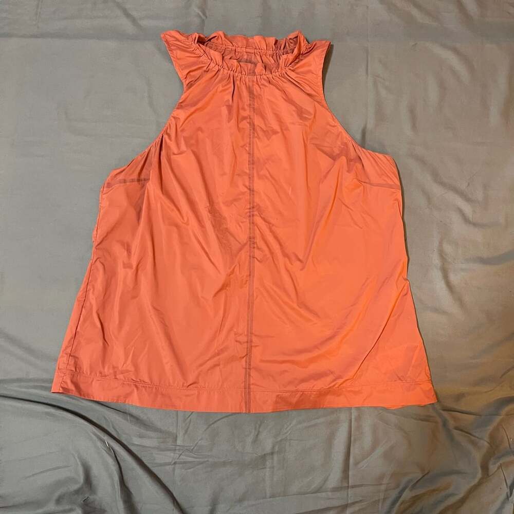 Athleta Levitate Tank Size XL Coral Orange Camisole Ruffle Neck